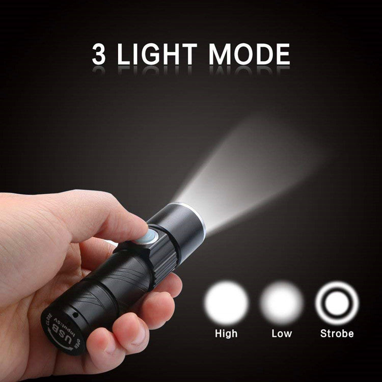 Mini Lampe Torche LED Rechargeable USB 1000 Lumens Étanche 4 Modes
