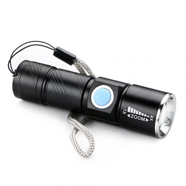 Mini USB Rechargeable Flashlight (2-PACK) Multifunctional Torch Waterproof IPX6 for Outdoor Night Riding/Camping/Emergency - Black