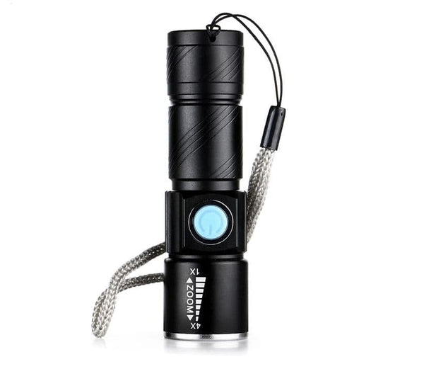 Mini USB Rechargeable Flashlight (2-PACK) Multifunctional Torch Waterproof IPX6 for Outdoor Night Riding/Camping/Emergency - Black