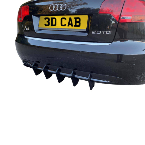 A4 S-Line B7 Rear Diffuser Kit (5 Fin) - Black