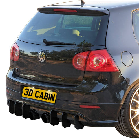 R32 Golf Mk5 Rear Diffuser Kit (6 Fin) - Black